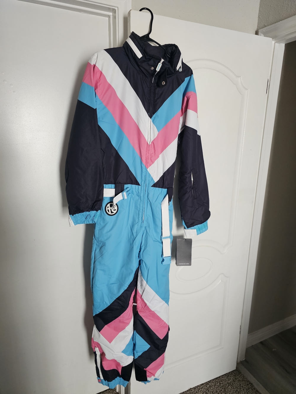 Tipsy Elves Navy, Aqua & Pink Men’s One-Piece Ski Jumpsuit
